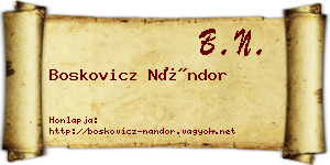 Boskovicz Nándor névjegykártya